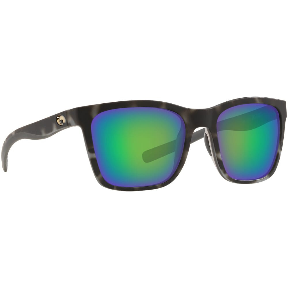 Costa Panga Matte Gray Tortoise Frame Sunglasses w/Green Mirror 580P Lenses 06S9037-90371156