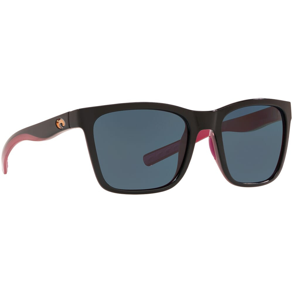 Costa Panga Shiny Black/Crystal/Fuchsia Frame Sunglasses w/Gray 580P Lenses 06S9037-90370656