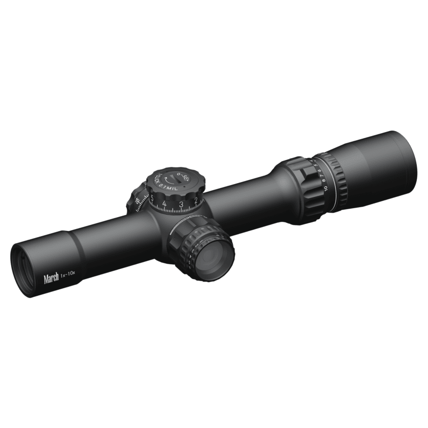 March Compact Tactical 1-10x24mm SFP FD-1 Reticle 0.1MIL 6Level Illum Riflescope D10V24TIML-FD-1