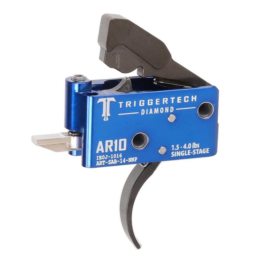 TriggerTech AR10 Single Stage Black/Blue Diamond Pro Curved 1.5-4.0 lbs Trigger