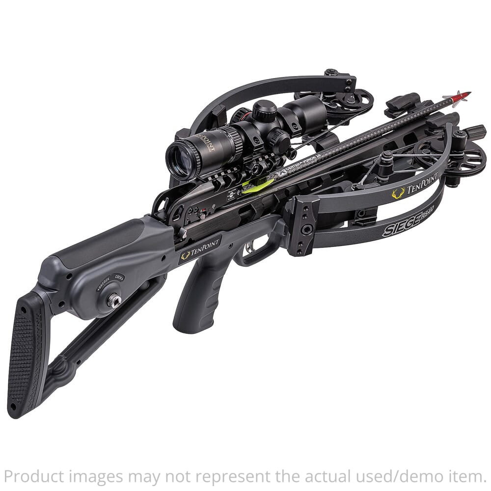 TenPoint USED Siege RS410 Crossbow w/ACUslide, RangeMaster Pro Scope, Graph Gry CB21012-1819 UA2618