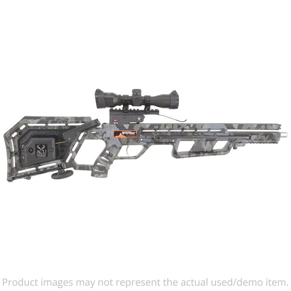 Wicked Ridge USED M-370 Peak Camo Crossbow w/ACUdraw and Multi-Line Scope WR20003-9532   Broken Accudraw Missing arrow, Crank UA2679