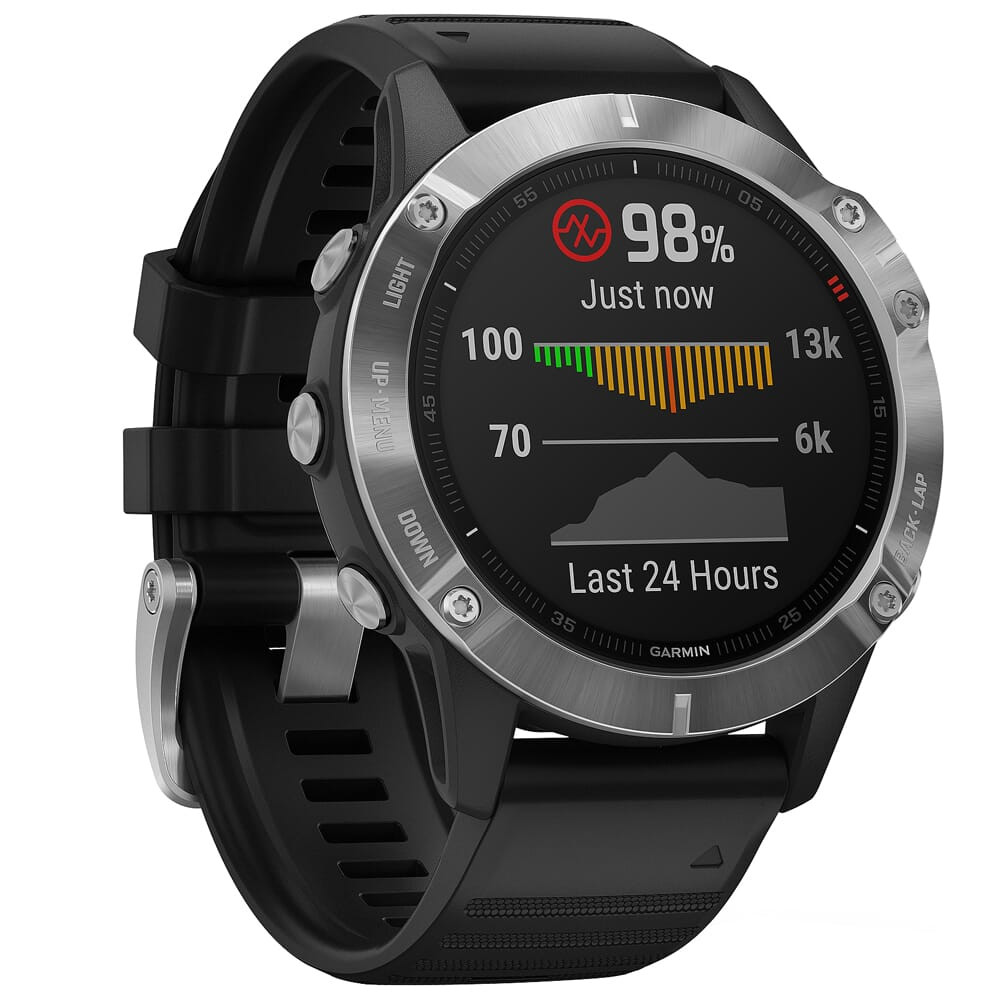 Garmin USED fenix 6 Silver w/Black Band Smartwatch 010-02158-00 open box UA2757