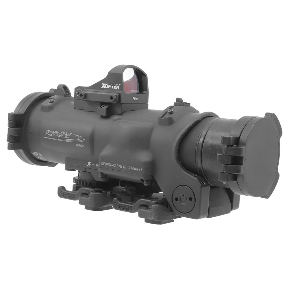 Elcan SpecterDR 1x/4x 5.56mm Riflescope w/Flip Covers, ARD & 4MOA XOPTEK DFOV14-C1-X4