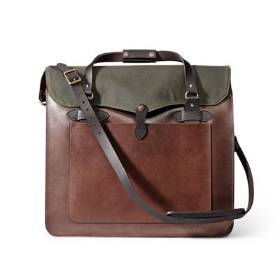 Filson Large Leather Tote Dark Brown