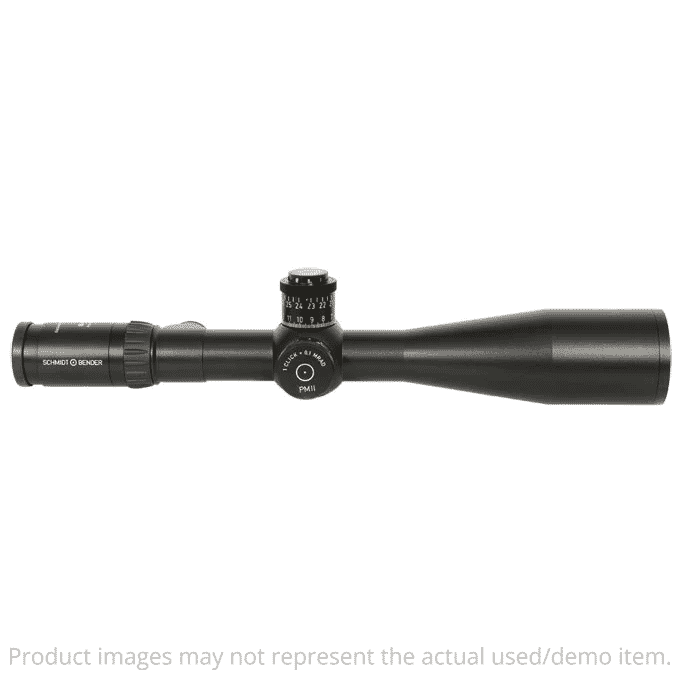 Schmidt Bender USED PM II 5-25x56 L/P DT Gen 2XR FFP MRAD CW - 677-911-772-94-67 - w/ Box, BC caps, PTL, Faint Ring Marks, Marks on Turret Knurling UA4179
