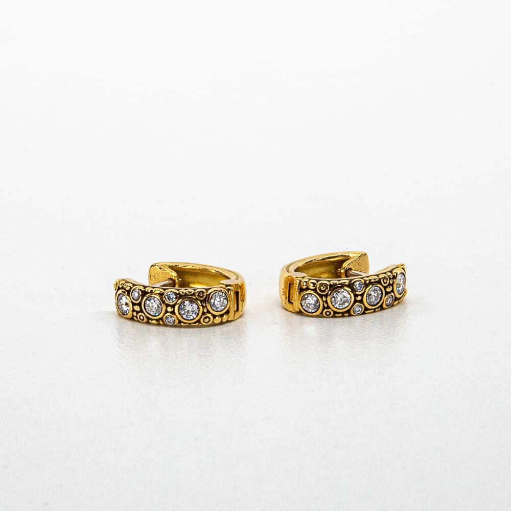 Alex Sepkus 18k and Diamond "Oval Hoop"   Earrings, 14 Diamonds (0.44ct) E-62D