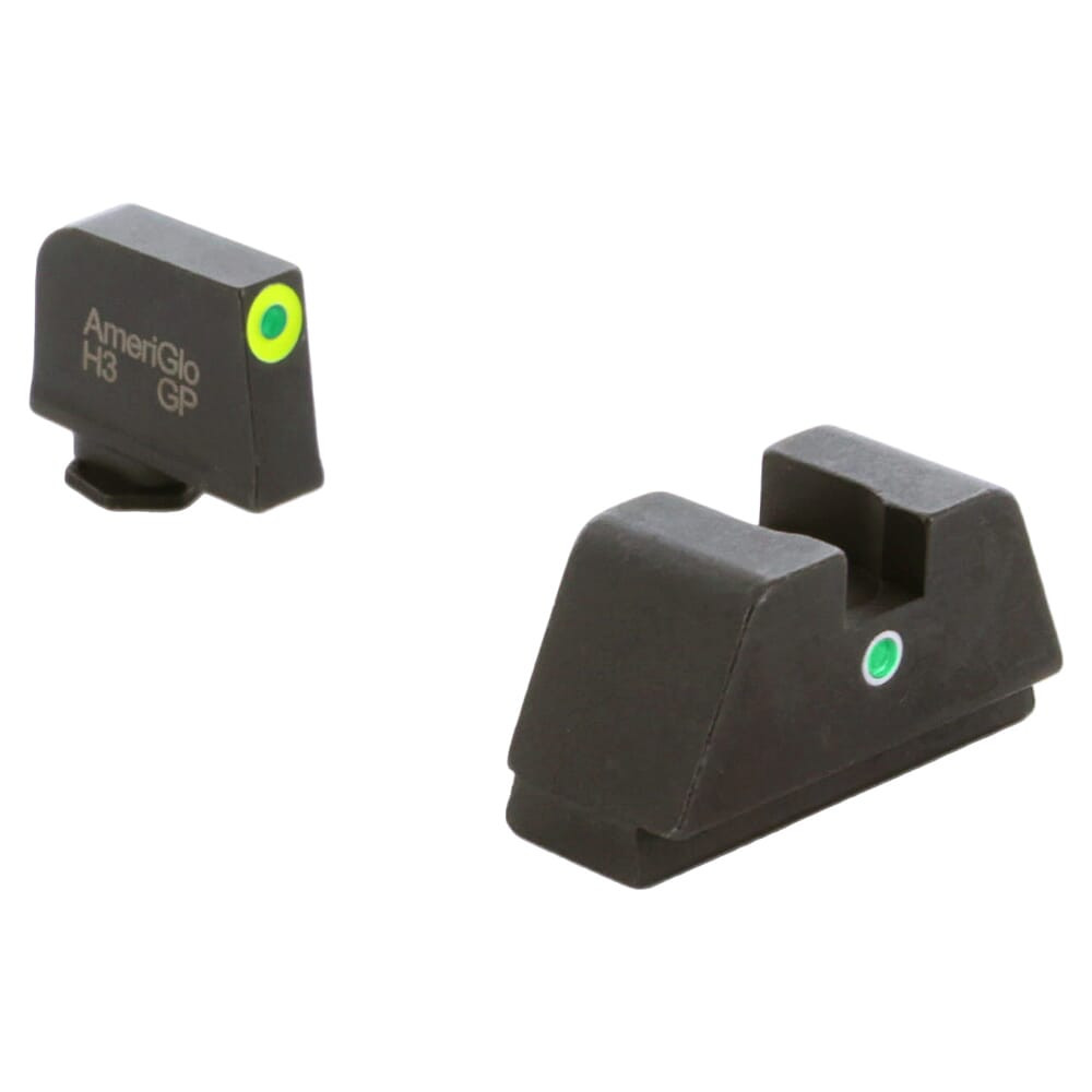 Ameriglo Optic Compatible XLT Grn Trit w/LumiGreen Outline Front Single Dot Grn Trit Rear .315"F .394"R Sight Set for Glock XL (Excl. 42,43,48) GL-391