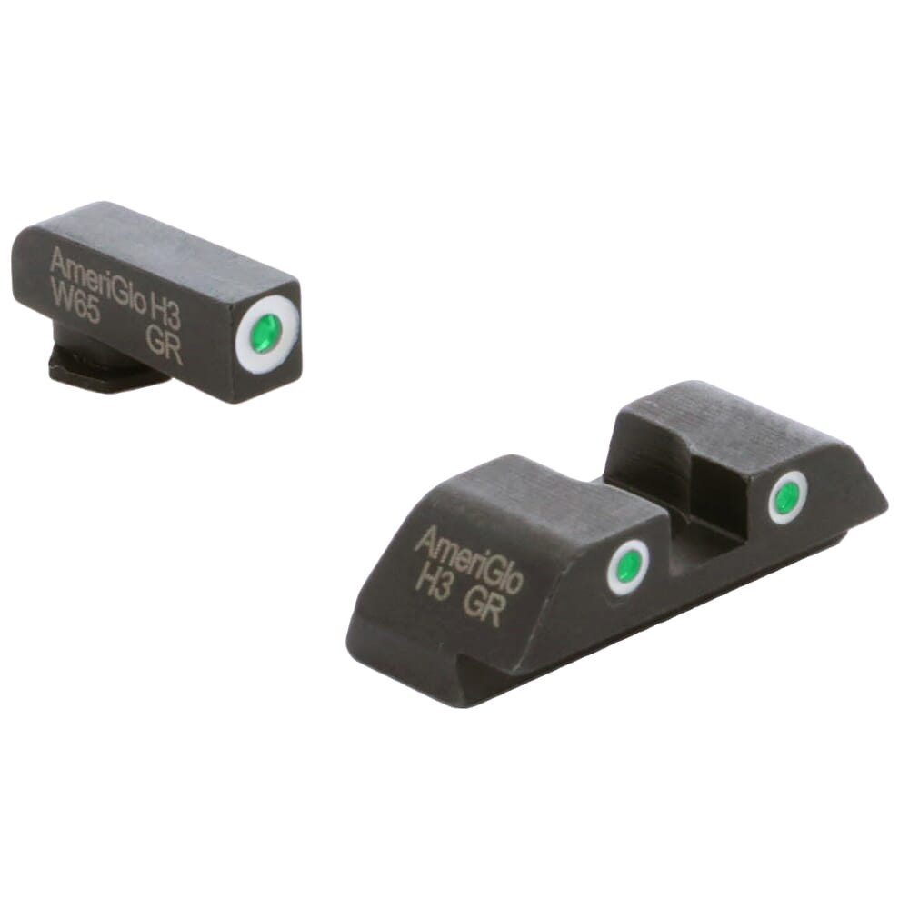 Ameriglo Classic Green Tritium Front, Green Tritium Rear 3-Dot Sight Set w/White Outlines for Glock Gen5 9/40 GL-5113