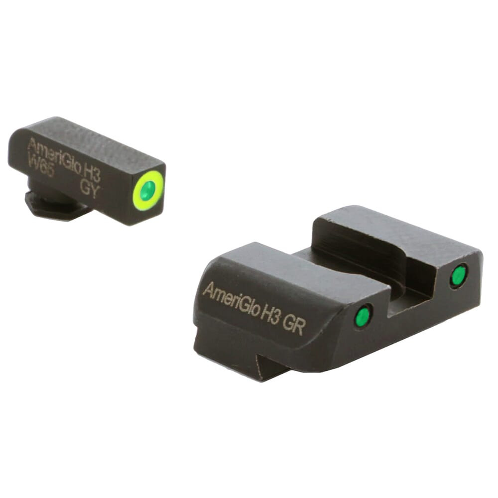 Ameriglo Spartan Grn Trit w/LumiGreen Outline Front, Grn Trit w/Blk Outline Rear 3-Dot Night Sight for Glock 20,21,29-32,36,40,41 GL-548