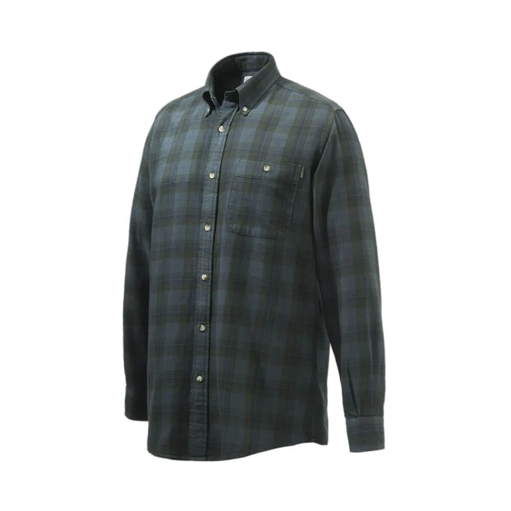 Beretta Wood Flannel Button-Down Shirt Beige/Green Overd. Bark LUA10T213101AD