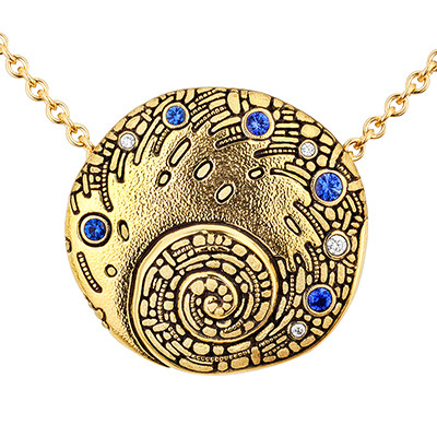 Alex Sepkus 18K Silver Sapphire Diamond "Whirlpool" Pendant M-28