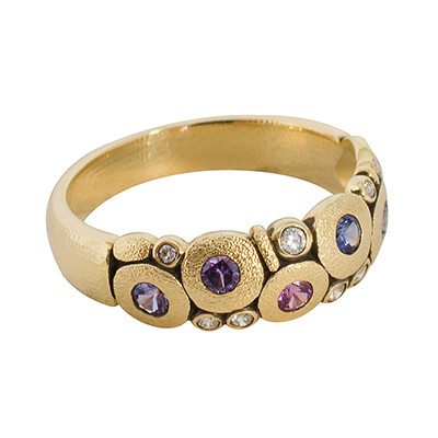 Alex Sepkus 18K Sapphire and Diamond (Purple & Violet) "Candy" Dome Ring R-122S
