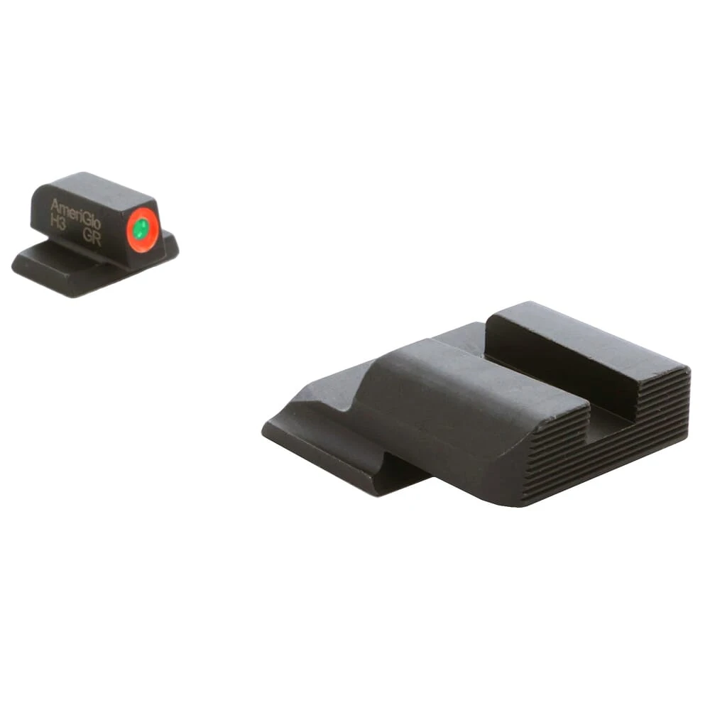 Ameriglo Protector Green Tritium w/Orange Outline Front, Black Serrated Rear Sight Set for S&W M&P Shield (Excl. EZ) SW-443
