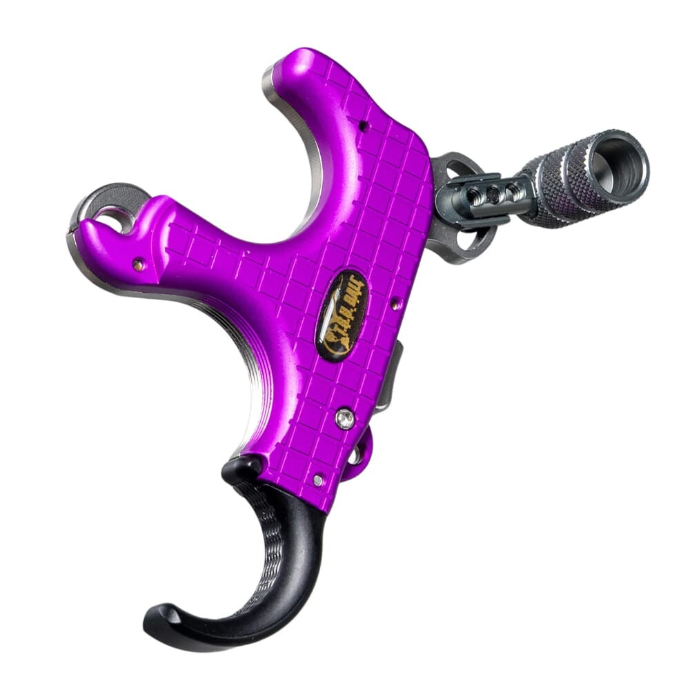 T.R.U. Ball Archery Blade Pro Flex 3 or 4 Finger (Ergo Adj Finger Pieces) Purple/QuickSilver Large Release TBPF-PRQS-L