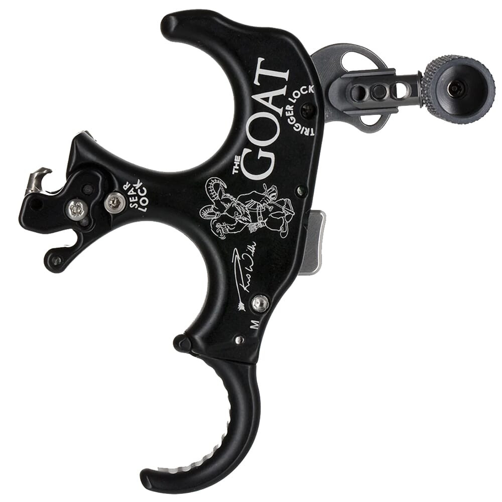 T.R.U. Ball Archery GOAT 3 or 4 Finger (Ergo Adj Finger Pieces) Black/QuickSilver Medium Release TGOT-BKQS-M