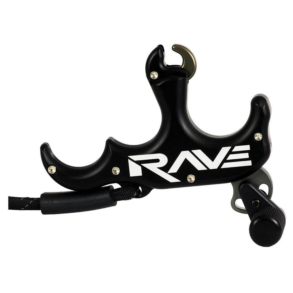 T.R.U. Ball Archery Rave 3 3 Finger Thumb Release w/Lanyard Black Release TRV3-BK