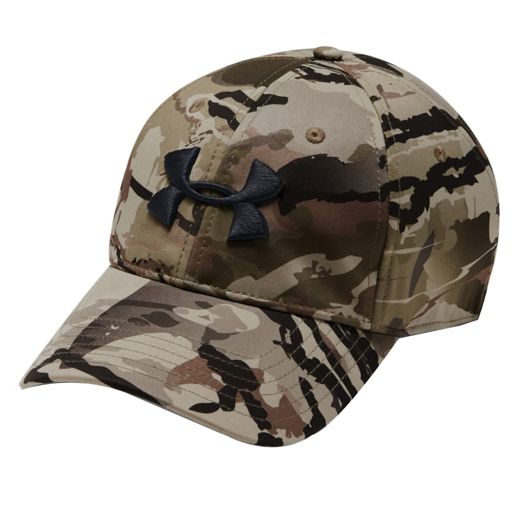 Under Armour Whitetail Men's Camo Stretch Fit Cap Updated UA Barren Camo/Charcoal/Black 1318532-999