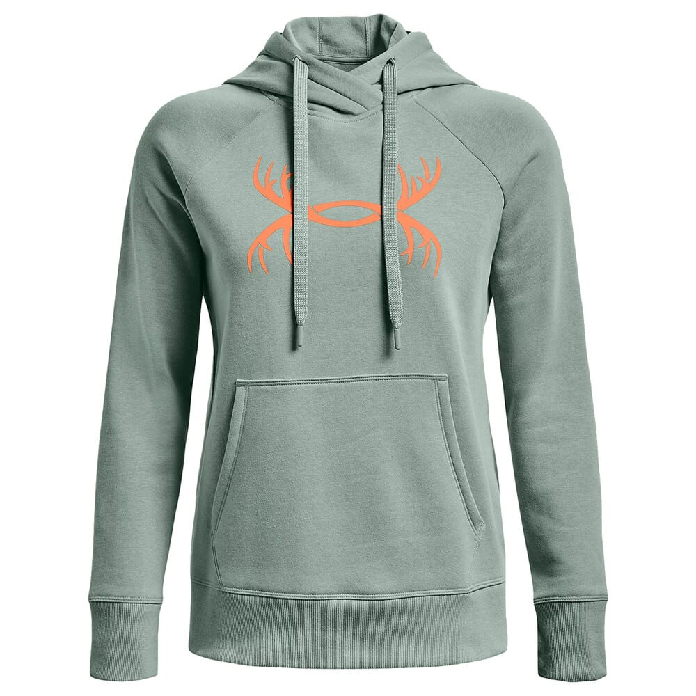 Under Armour Women's Rival Antler Fleece Hoodie Opal Green/Afterglow 1368117-781