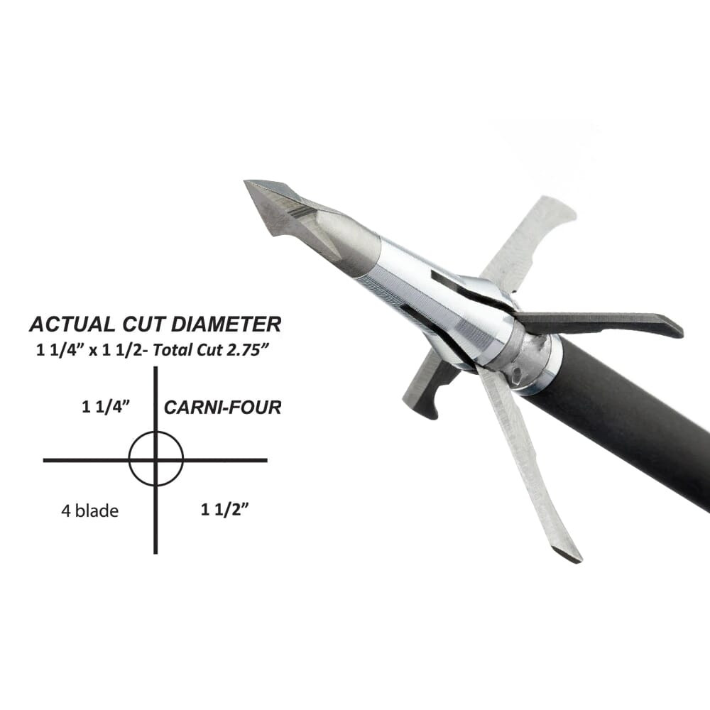 Grim Reaper Pro Series Carni-Four 100gr 1-1/2"x1-1/4" 4-Blade Mechanical Broadheads 4pk 1641