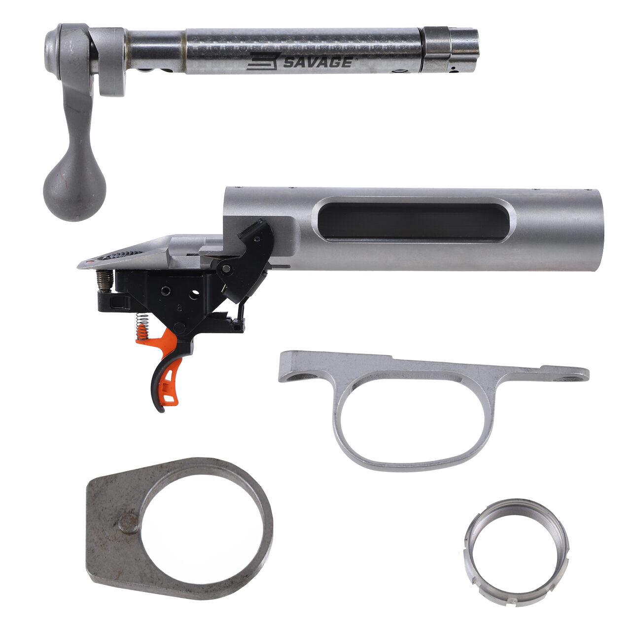 Savage Arms .308 Right-Port Target Action w/Bolt Assembly, Trigger Group Assembly, Barrel Locknut, Recoil Lug & Trigger Guard 18184