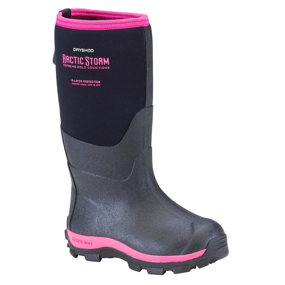 USED Dryshod Arctic Storm Kids Black/Pink Size 2 Boots ARS-KD-PN-Y02 - Excellent Condition USED8238