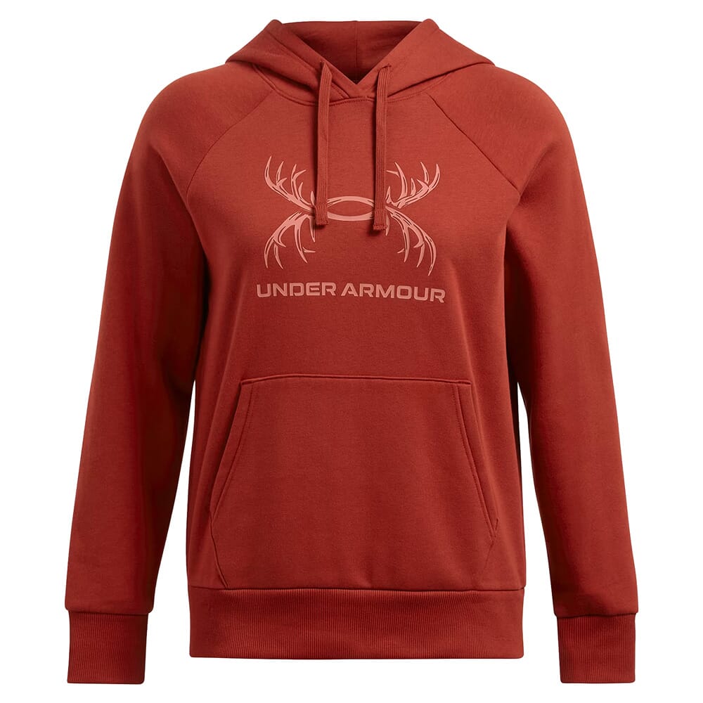 Under Armour Women's Rival Fleece Antler Hoodie Earthen Orange 1387574-840, XS