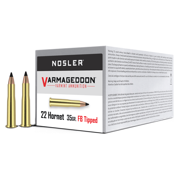 nosler Nosler Varmageddon VGA - 22 Hornet 35g VG FBT (50ct) Ammunition 41132 - $77.99 at Scopelist