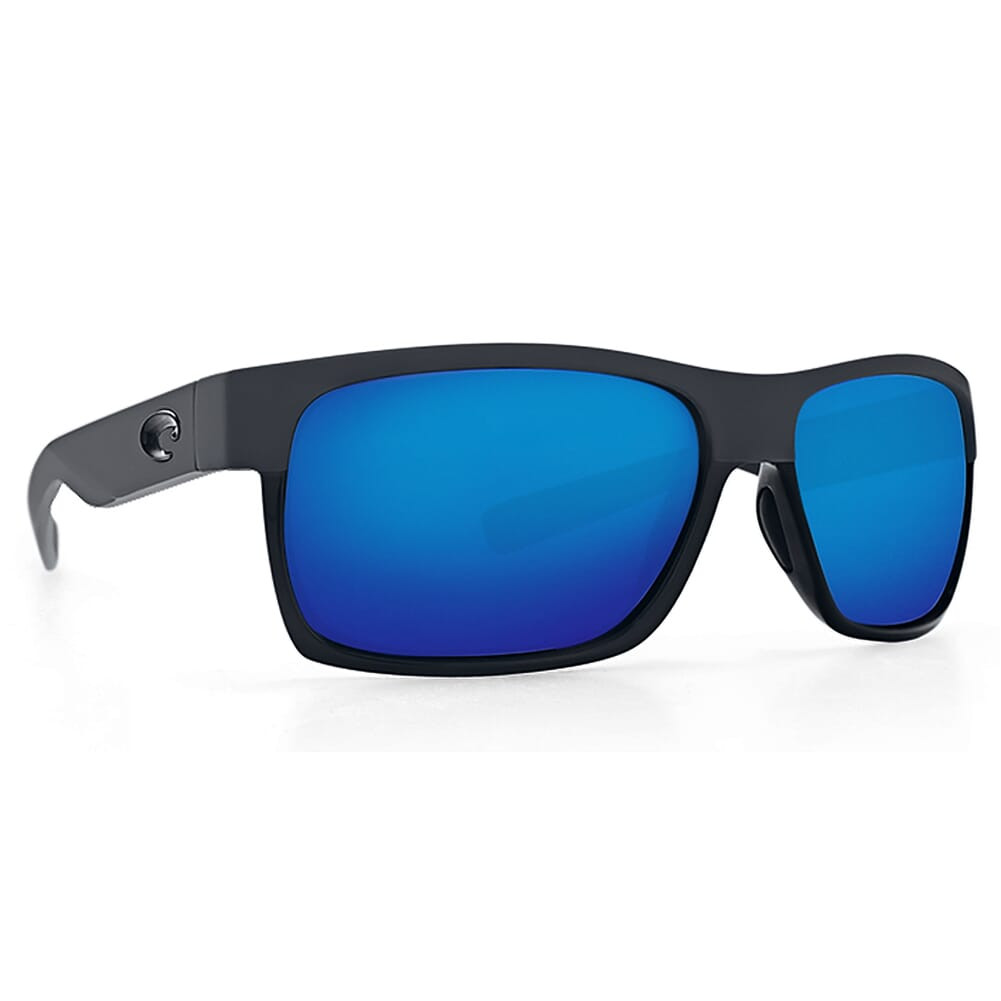 Costa Half Moon Shiny Black/Matte Black Frame Sunglasses w/Blue Mirror 580G Lenses 06S9026-90261160