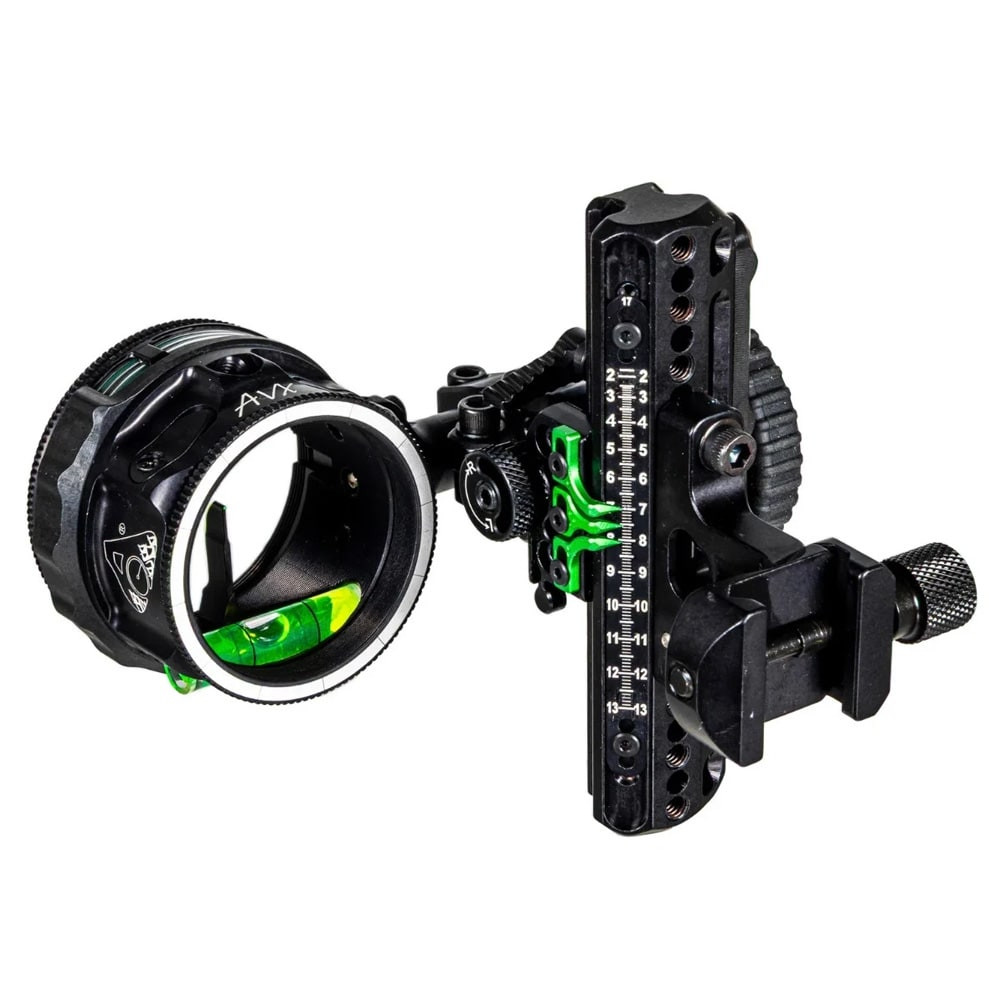 AXCEL Archery Driver Plus Slider Sight - Picatinny - w/ AVX-41 Scope - Single Pin- .010 Green Fiber - Stealth ADVP-P110-4GA