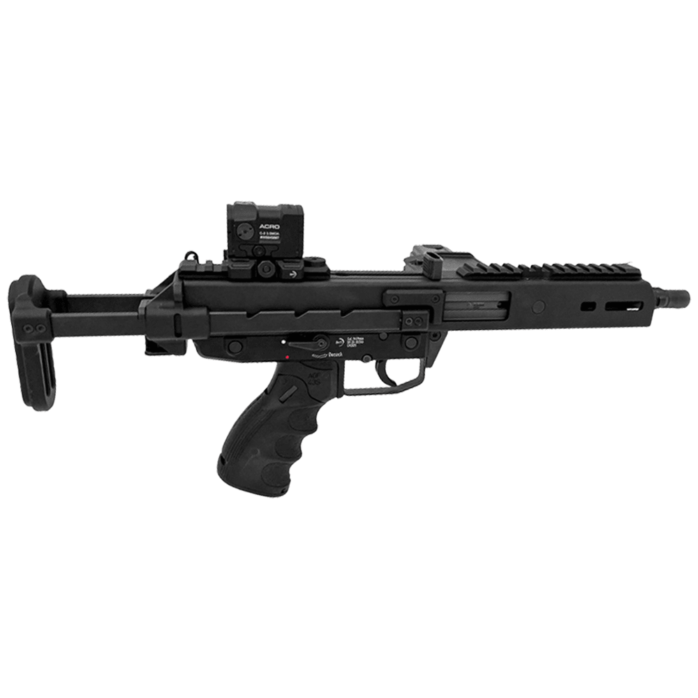 B&T KH9-S 9x19mm 6" 1:10 Bbl Side Magazine Fed Tele Stock Black SBR w/(1) 25rd Mag, Flip-Up Sights, & Sling Bag PDW BT-440310-S-US-SBR