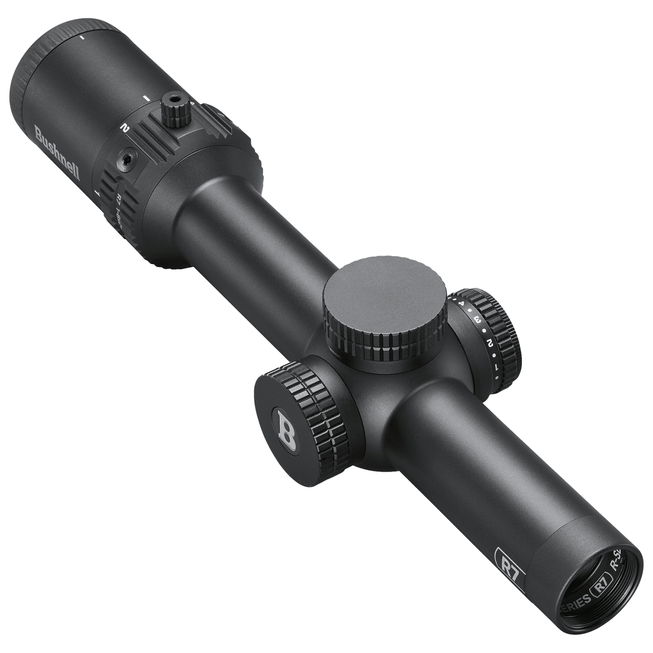 Bushnell Tactical Bushnell 1-8x Magnification 24mm Lens R7 ED Black Riflescope SFP MRAD Fiber Dot Illuminated Reticle EXO Protective Barrier R7-1824M2
