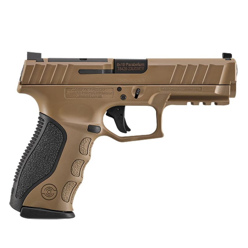 Stoeger STR-9 Mid-Size 9mm 4.1"Bbl FDE 15+1 Striker-Fired Optic Ready Pistol w/(2) 15rd Mags, Meprolight Sight & (3) Addt'l Backstraps 317A22