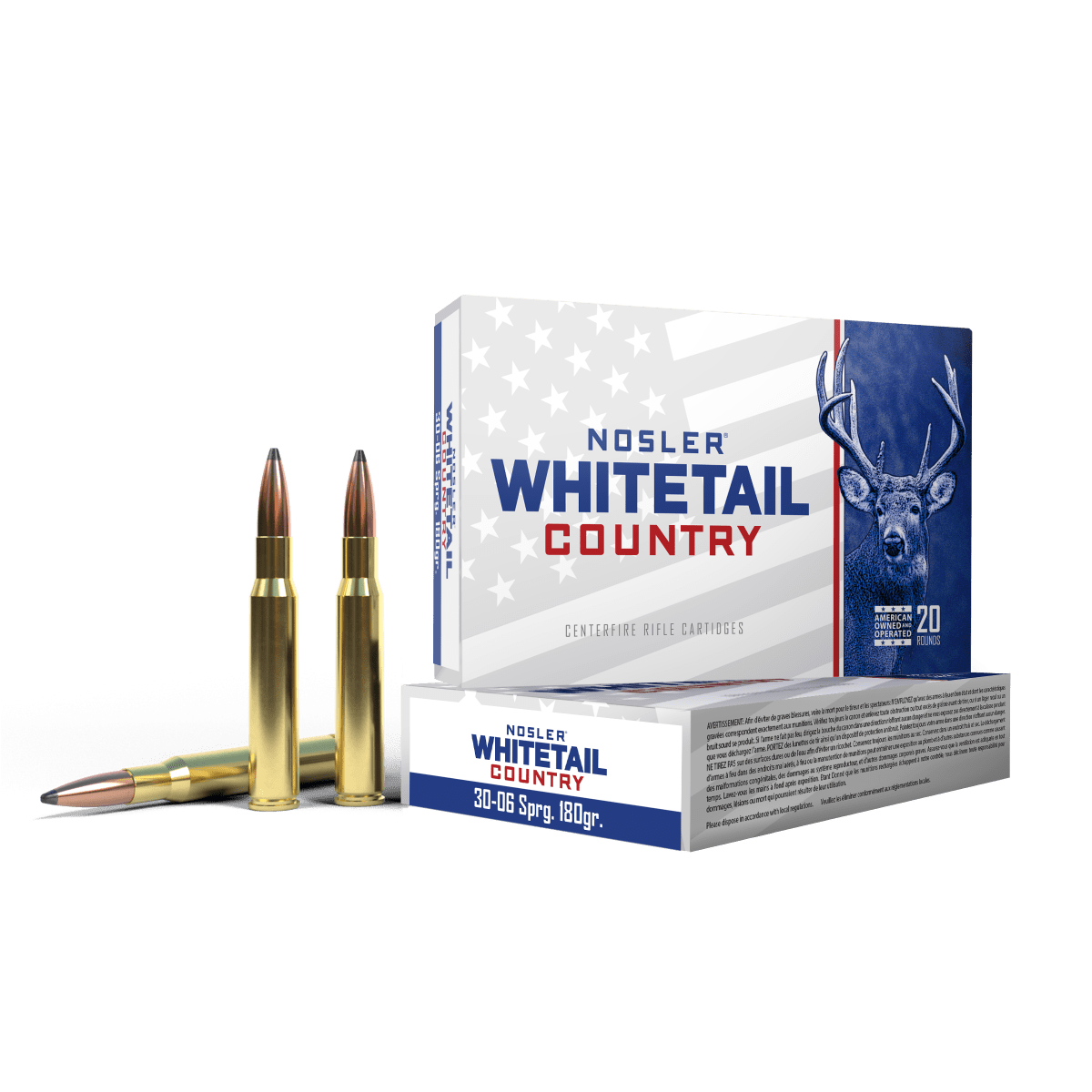 Nosler Whitetail Country 30-06 Springfield 180gr Solid Base Ammunition. 20rd Box 40147