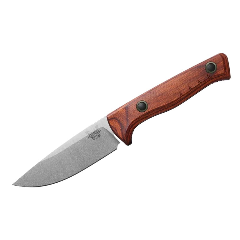 Benchmade SlipRidge Fixed Combo Drop-Point MagnaCut Stainless Steel (60-62 HRC) Blade Dark Brown Stabilized Wood Handle Knife 15650-COMBO