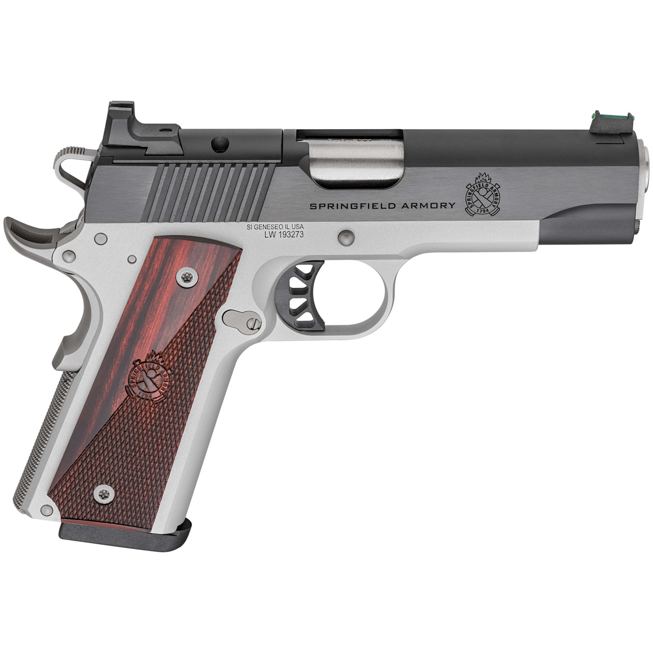 springfield armory Springfield Armory 1911 Ronin 9mm 4.25" Bbl Blued/Stainless Handgun w/ AOS Plate, U-Notch Fiber Optic Sights, 1x9rd Mag PX9117LAOS - $849.99 at Scopelist.com
