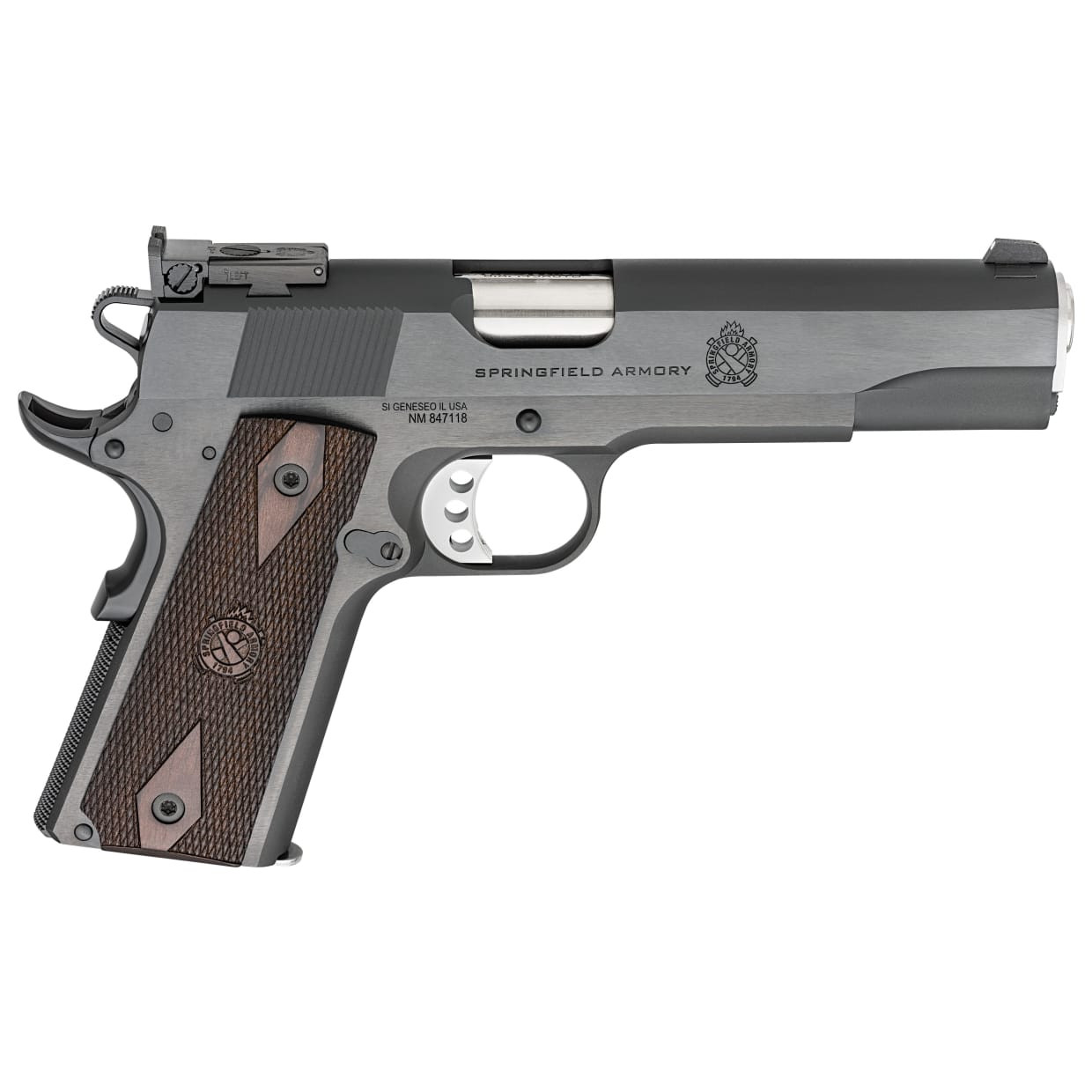 Springfield Armory 1911 Garrison .45 ACP 5" Bbl Blued Handgun w/ Target Adj Rear Sight, 1x7rd Mag PX9420-ADJ