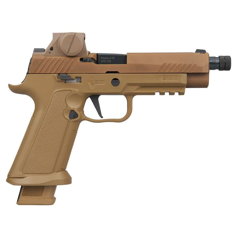 Sig Sauer M17 SOF 9mm 5.5" Threaded Bbl Coyote Handgun w/ Romeo M17 Optic, M1811 Grip Module, Flat Blade Trigger, 1x17rd & 2x21rd Magazines M17-9-SOF