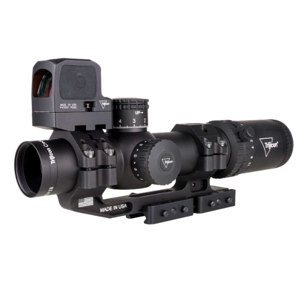 Trijicon Credo 1-10x28 FFP Illuminated Riflescope & 3.25 MOA RCR Red Dot Sight Combo w/ Red & Green MRAD Tree, 1.535" Q-LOC Mount 2900067