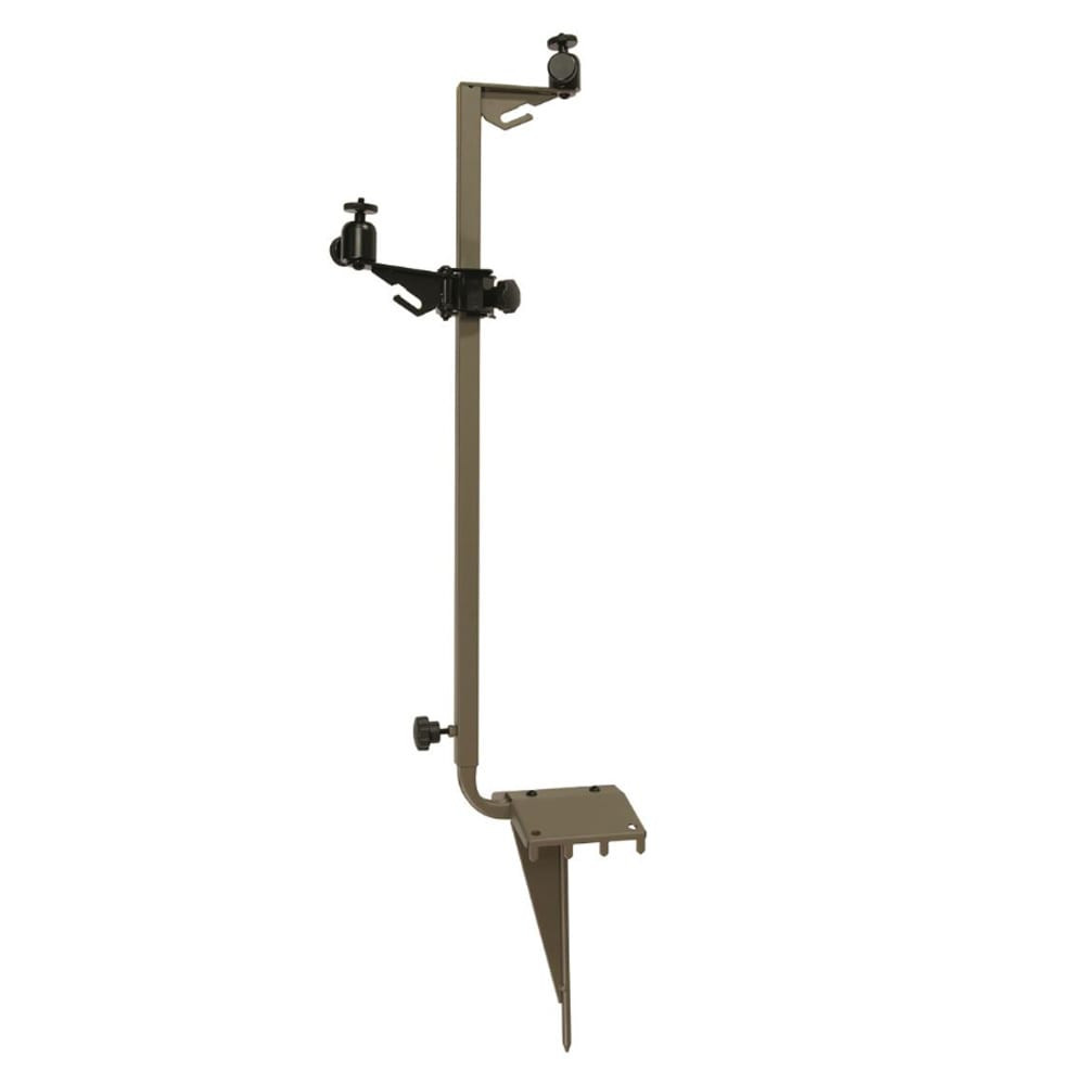 Muddy Adjustable Trailcam Steel Mounting Post w/ 1/4" Tripod Mounts, 360-Degree Pivot & 180-Degree Tilt, 6.5" Ground Stake, 29" to 49" Height MUD-CSMP