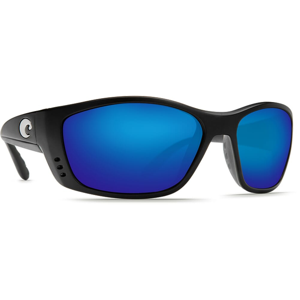 Costa Fisch Matte Black Global Fit Frame Sunglasses w/ Blue Mirror 580P Lenses FS-11GF-OBMP