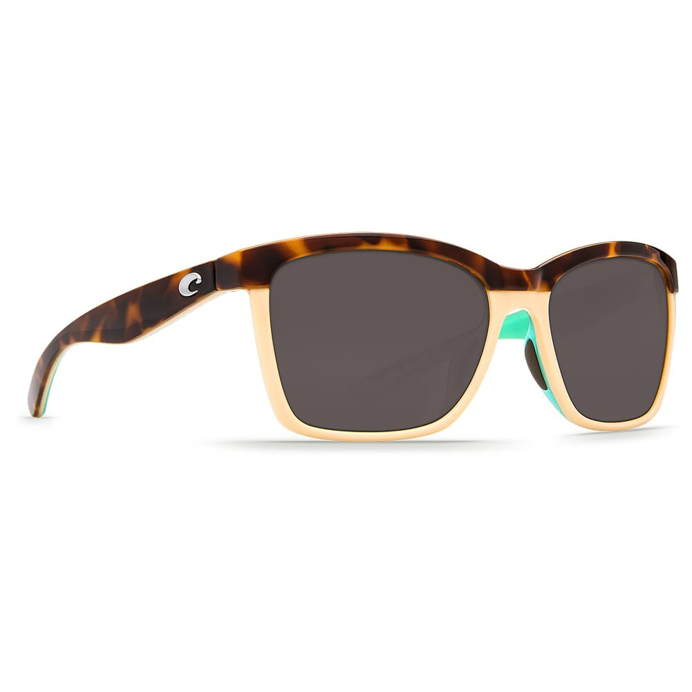 Costa Anaa Shiny Retro Tort/Cream/Mint Frame Sunglasses w/Gray 580P Lenses 06S9053-90530255