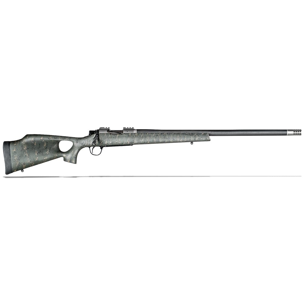 Christensen Arms Summit Ti-TH 6.5 PRC 24" 1/8 Aerograde Thumbhole Green W/ Black & Tan Webbing Rifle 801-08001-07