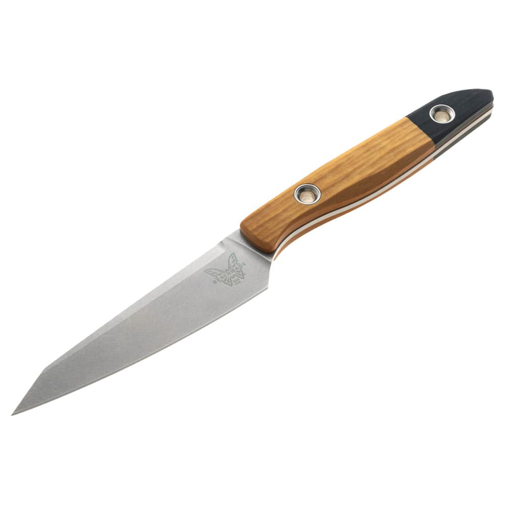 Benchmade True Paring Clip-Point CPM-154 Stainless Steel (58-61HRC) Fixed Blade Maple Valley Richlite and Black G10 Bolster Handle Knife 4045-02