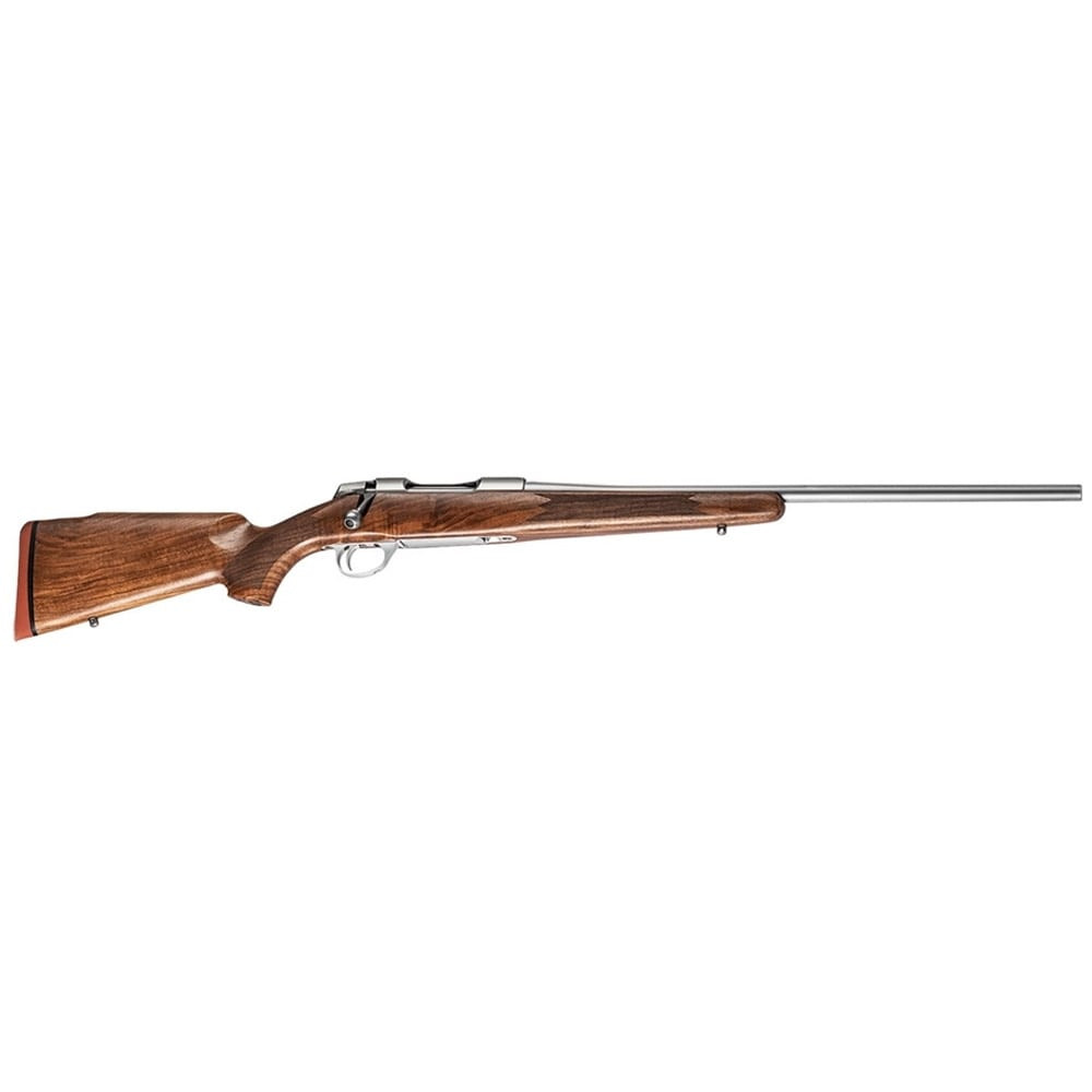 Sako 90 Hunter Stainless Steel 6.5 CM No Sights 22.4 BBL 1:8 TPI RH Std Trig 5RD Wood / Oiled Brown J06194