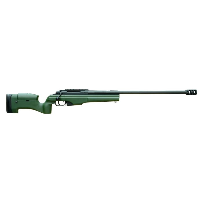 Sako TRG 42 338 Lapua, Green Fixed Stock with Phosphate Metal Finish w/Picatinny Rail and muzzle brake. In excellent condition. Comes with instructions and soft case. (No Box).-UB754
