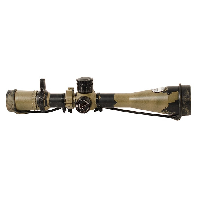 NightForce NXS 5.5-22x50 MLR Milrad Zero Stop Turrets. Painted Camo. Comes with bubble level, low rings, eye cups, quick throw lever. UA1505