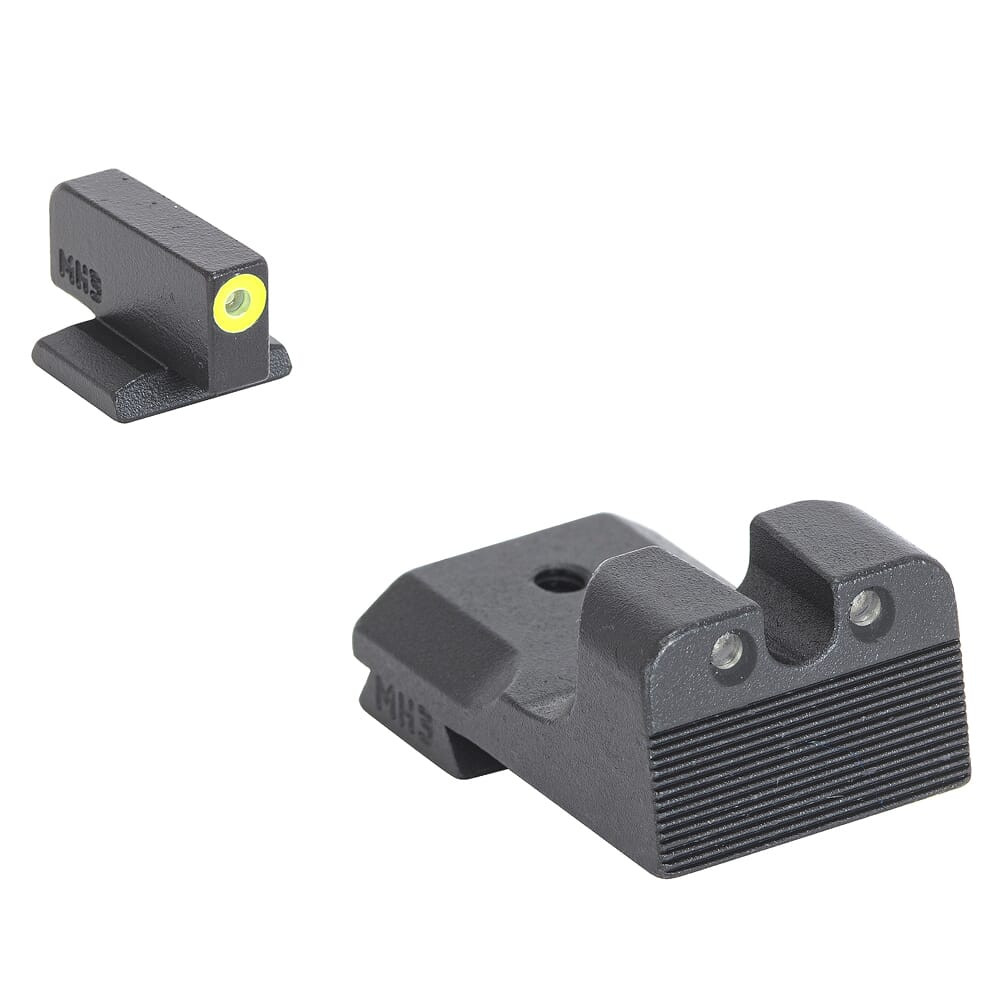 Meprolight USA Meprolight Hyper-Bright Kimber 1911 Fixed Yellow Ring/Green Dot Tritium Suppressor Pistol Sight Set 0412303121