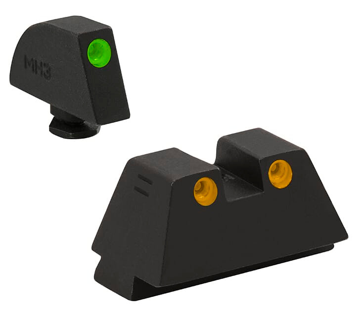 Meprolight USA Meprolight Tru-Dot Glock Std Frame 9/357SIG/40/45GAP Green/Orange Suppressor Height Pistol Sight Set 102243391