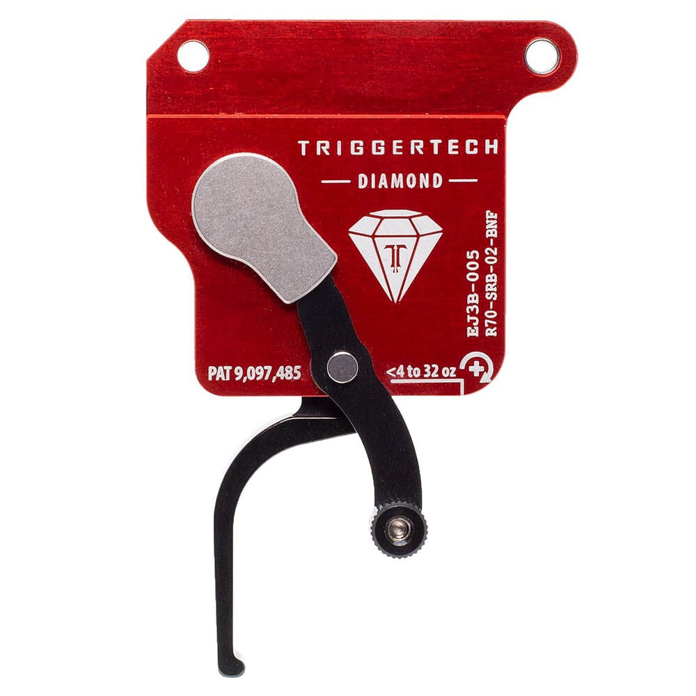 TriggerTech Rem 700 Clone Bottom Safety Single Stage Blk/Red Diamond Flat Bottom Clean 0.3-2.0 lbs Trigger R70-SRB-02-BNF